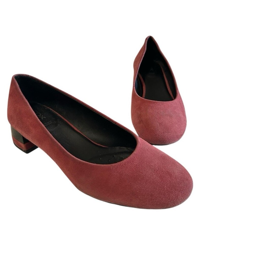 Geox Respira Womens Suede Pump Low Heels Slip on Burgundy Shoes EU 37 / US 7